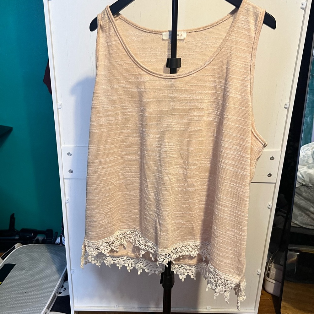 🔴Umgee Lace Trim Tank Top - Light Pink